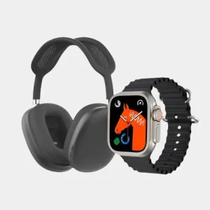P9 ULTRA 2 LATEST MODEL SMART WATCH COMBO WITH P9 HEADPHONE - BLACK