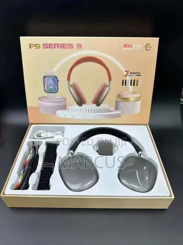 P9 Series Smartwatch with Headphones - Black - Image 4