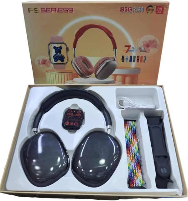 P9 Series Smartwatch with Headphones - Black - Image 3
