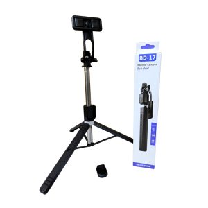 BD-17 1700mm Long Wireless Selfie Stick & Tripod Stand with Bluetooth Remote – Foldable, Extendable Monopod for Smartphones